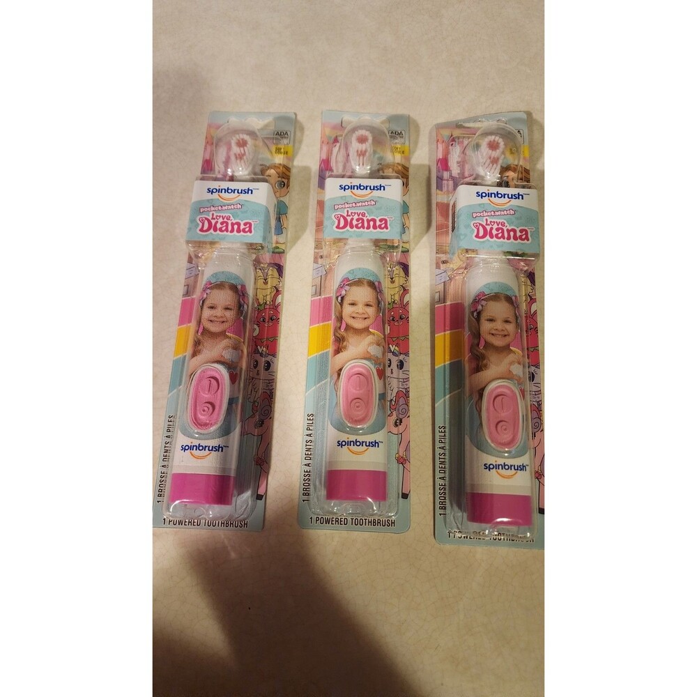 LOT OF 3 SPINBRUSH Love, Diana Soft Battery-Powered Electric Toothbrush Kids New